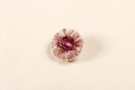 Bouton Velours Coeur Strasse Rose