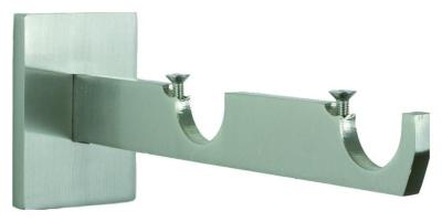 Tringles à Rideaux Collection Havana : 2 Supports Mur Double pour Tube Rond en Nickel Brossé - 63011