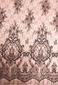 COUPON 2M20 Dentelle Chantilly noire paniers de fleurs double écaille