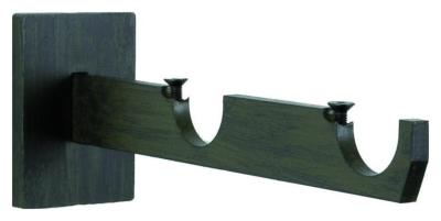 Tringles à Rideaux Collection Havana : 2 Supports Mur Double pour Tube Rond en Taupe - 63010