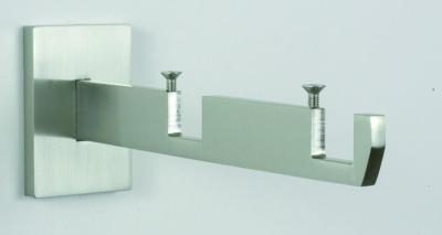 Tringles à Rideaux Collection Havana : 2 Supports Mur Double pour Tube Carré en Nickel Brossé - 63025