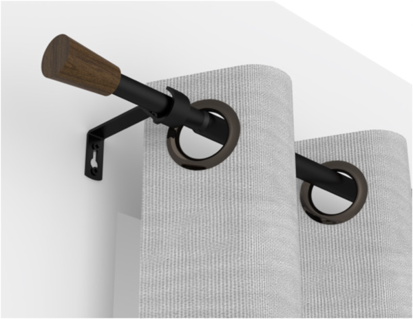 KIT  POMMEAU EFFET BOIS NOIR - 120-210cm D19-16