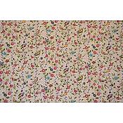 Toile de jouy Fleurs et Oiseaux Rose